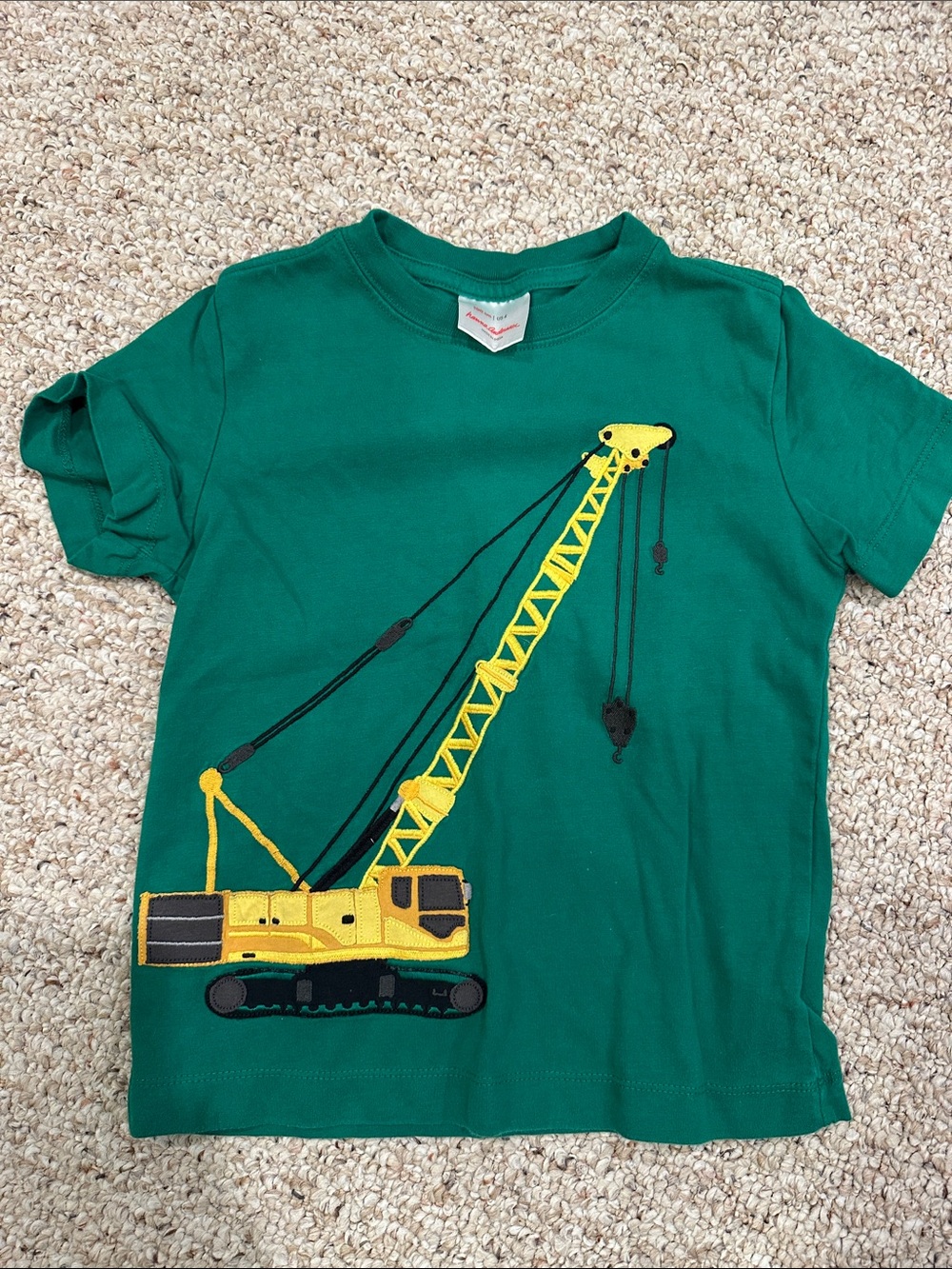 Hanna Andersson Green Tee with Yellow Crane Applique